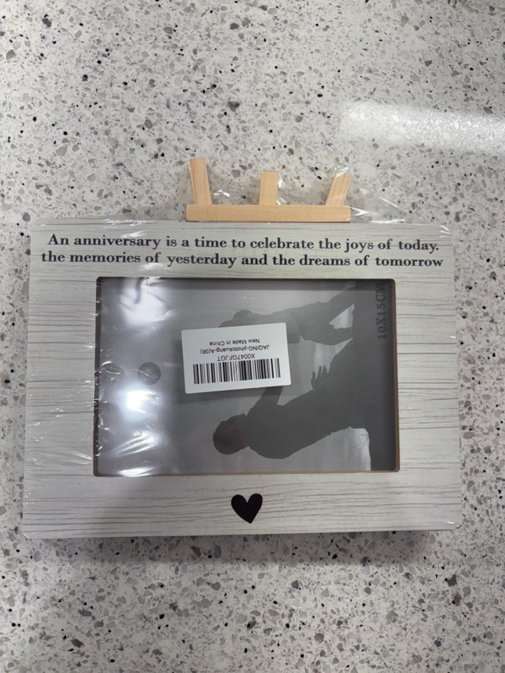 Anniversary Photo Frame with Heart Accent - White Woodgrain